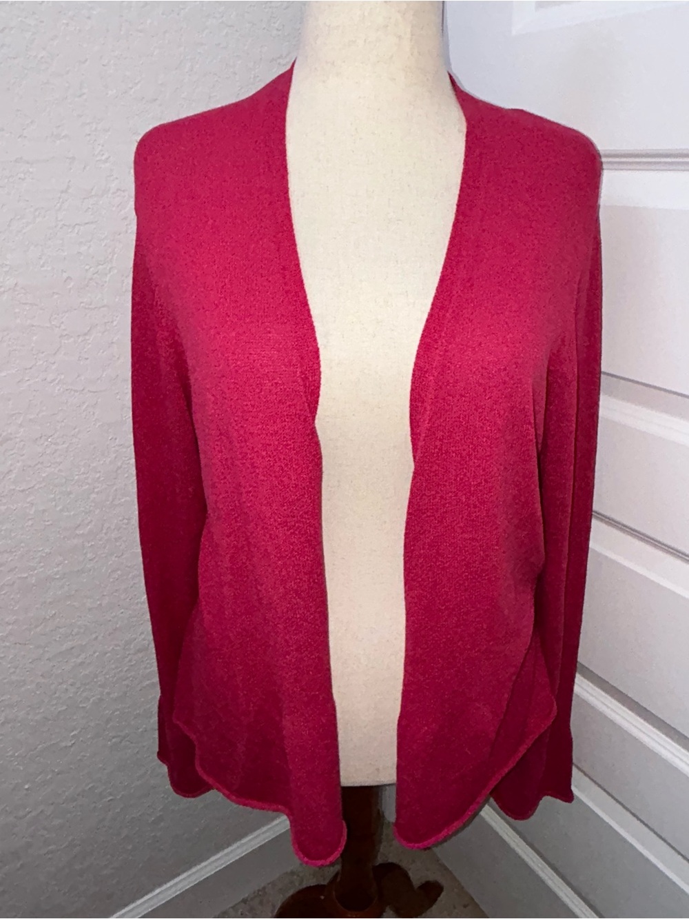 Eileen Fisher System Silk Blend Long Sleeve Open Front Cardigan Sweater Top